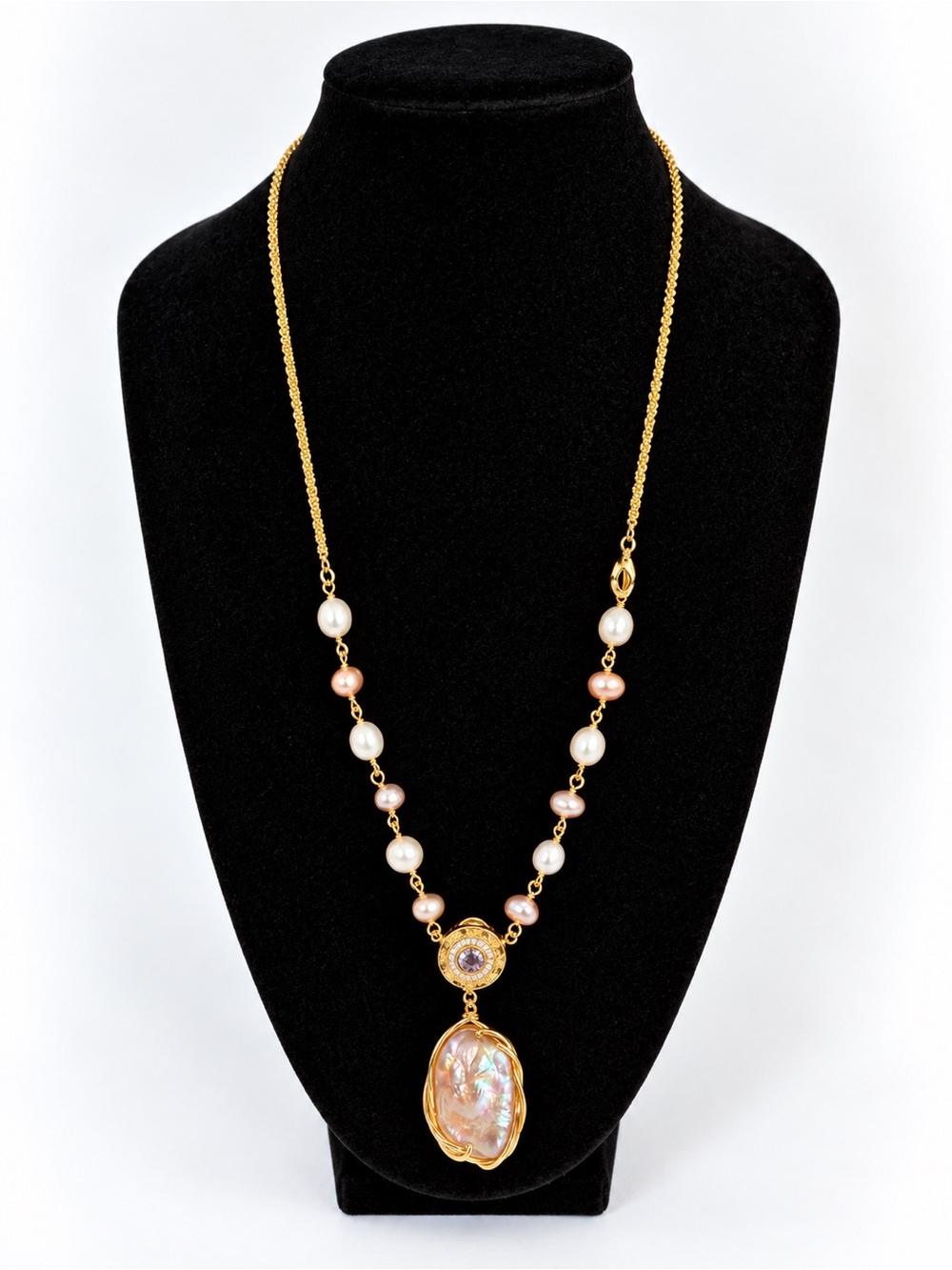Handmade Freshwater Pearl & Baroque Pearl Pendant Necklace